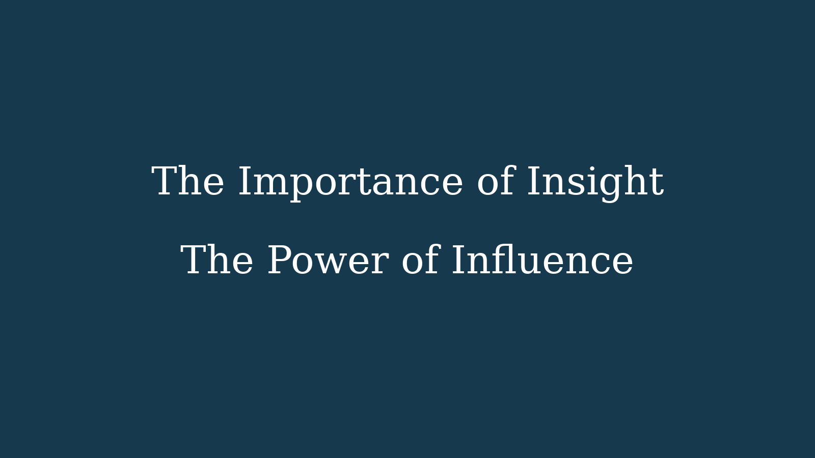 The Importance of Insight. The Power of Influence.